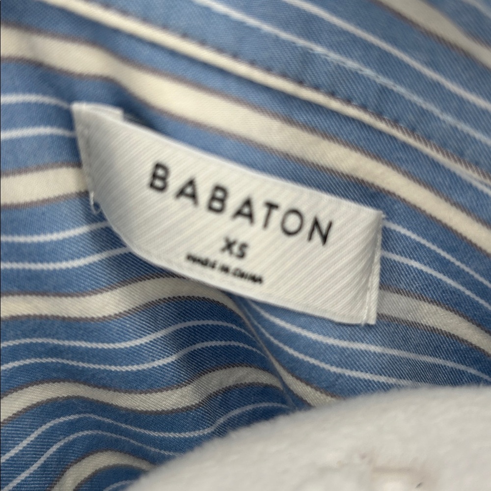 Babaton Aritzia archive button down shirt light blue white stripe size Xs - Picture 2 of 10